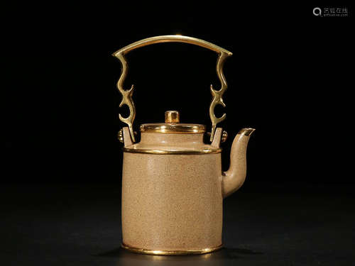 GILT BRONZE & ZISHA POT