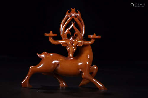 HETIAN YELLOW JADE DEER ORNAMENT