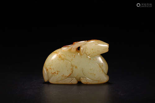 HETIAN JADE DEER PENDANT