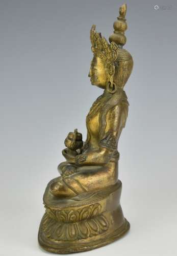 A Gilt Bronze Figure of Amitayus, 18th C.