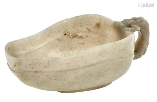 Chinese Celadon Jade Handled Pouring Vessel