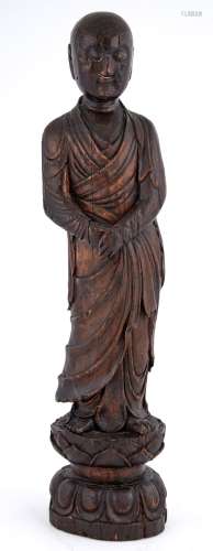Japanese Carved Wood Figure of Buddha
