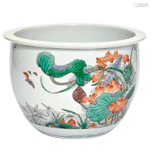 Chinese Famille Verte Glazed Porcelain Jardiniere