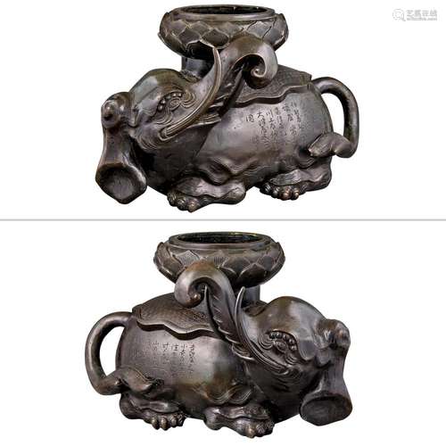 Pair of Large Chinese Bronze Elephants