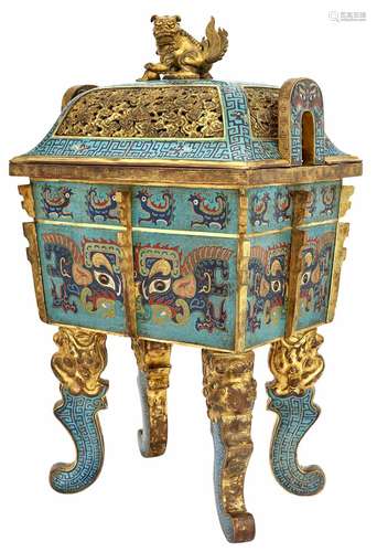 Chinese Cloisonne Covered Censer