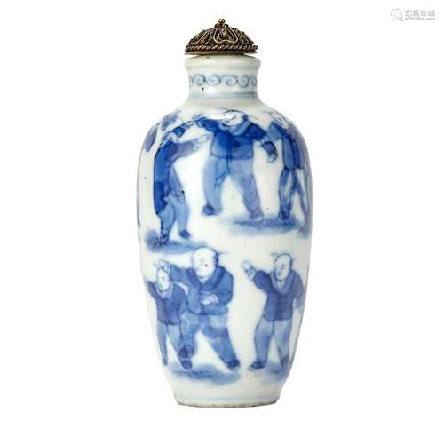 Chinese Blue and White Glazed Porcelain Snuff Bottle