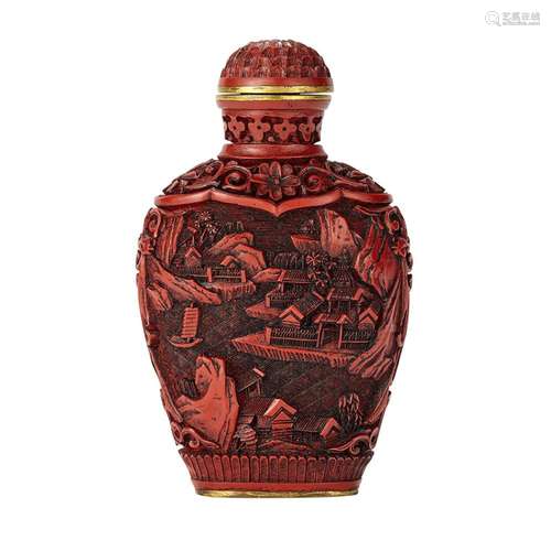 Chinese Red Lacquer Snuff Bottle