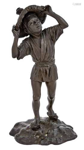 Japanese Tokyo School Style Bronze of a Boy