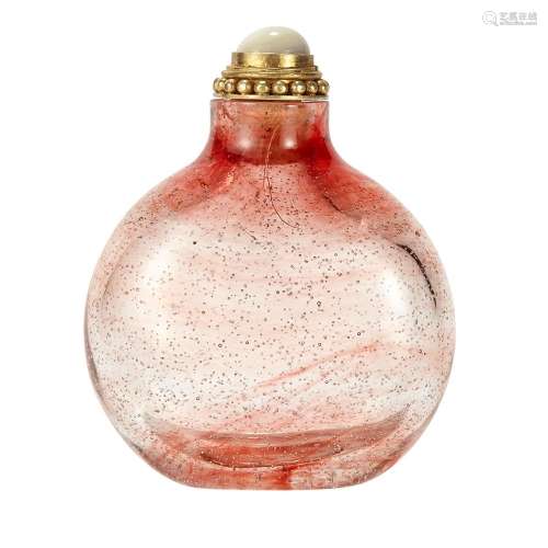 Chinese Clear and Pink Glass Snuff Bottle