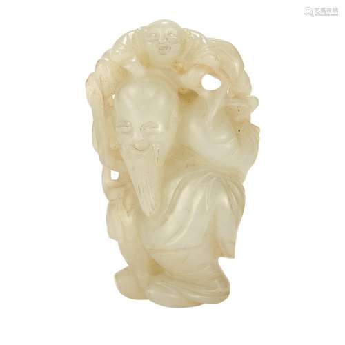 Chinese White Jade Figure of Shou Lao