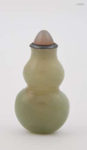 Chinese Celadon Jade Double Gourd Snuff Bottle