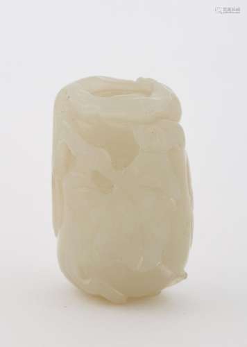 Chinese Pale Celadon Jade Fruit Form Snuff Bottle