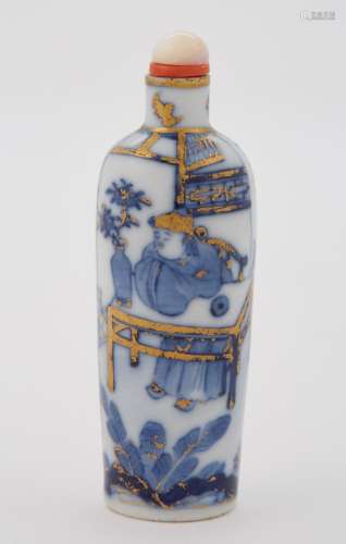 Chinese Blue and white Glazed Porcelain Snuff Bottle