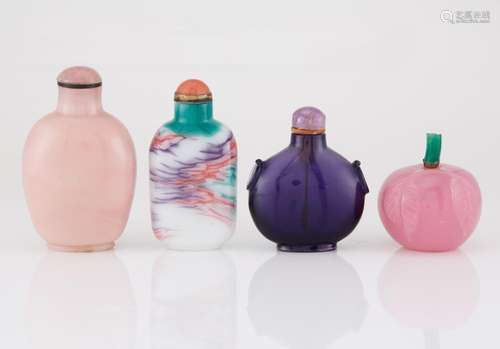 Group of Four Chinese Glass Snuff Bottles