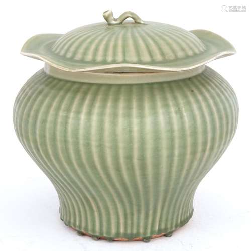Ming Style Celadon Covered Vase