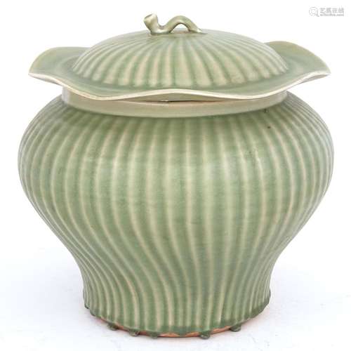 Ming Style Celadon Covered Vase