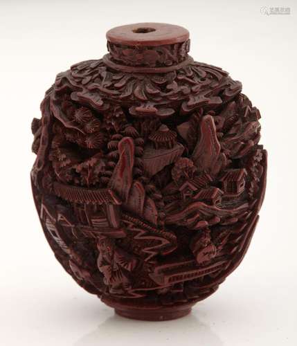 Chinese Red Lacquer Snuff Bottle