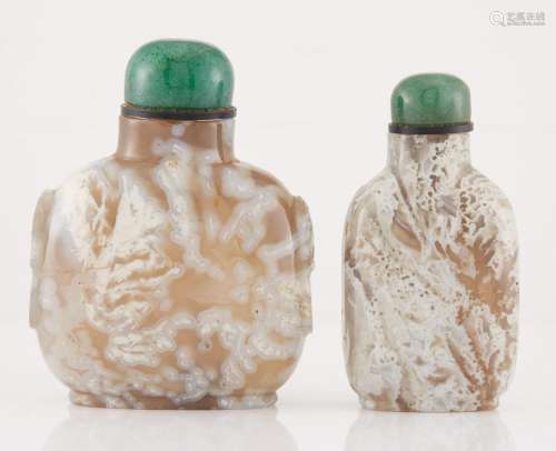 Two Chinese Macaroni Agate Snuff Bottles