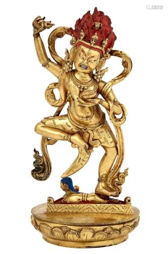 Tibetan Gilt-Bronze Figure of Mahakala