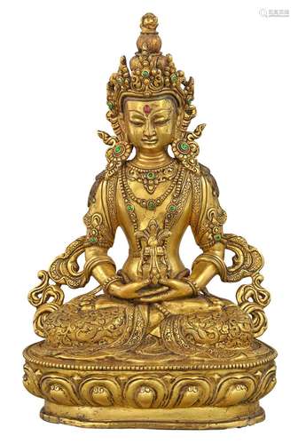 Tibetan Gilt-Bronze Figure of Amitayus