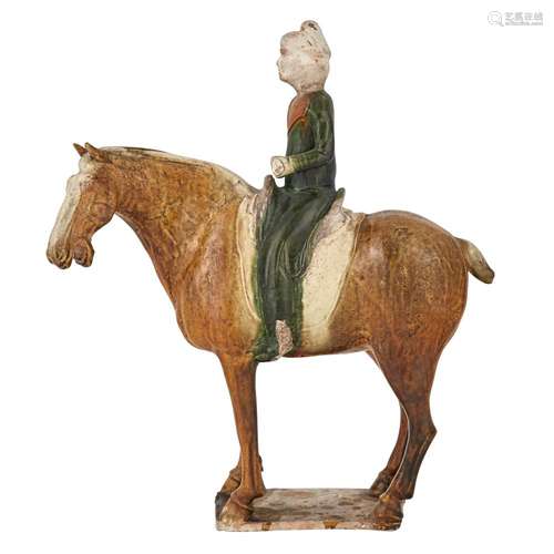 Chinese Sancai Glazed Pottery Horse and Rider