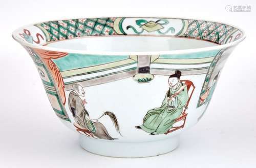 Chinese Famille Verte Glazed Porcelain Bowl