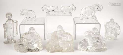 Group of Nine Rock Crystal Items