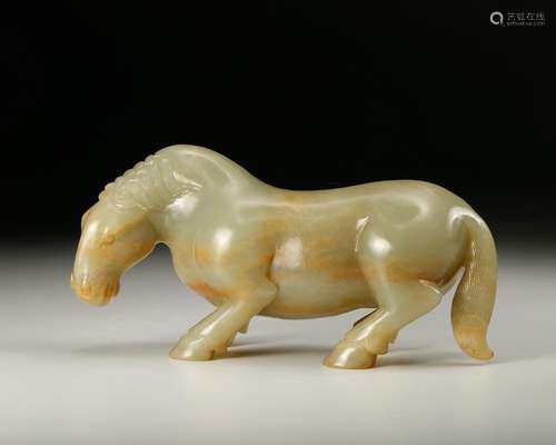 CHINESE CELADON JADE HORSE