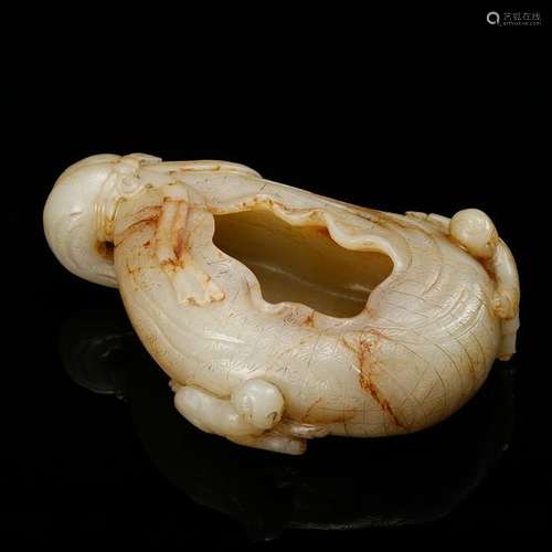 CHINESE WHITE JADE LOTUS WATER COUPE