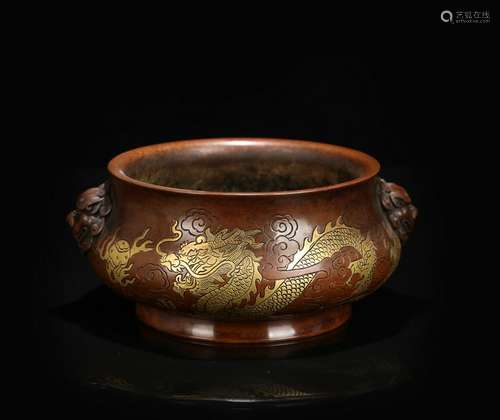 CHINESE BRONZE DRAGON CENSER