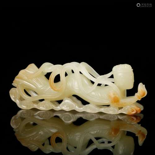 CHINESE WHITE JADE CARVED IMMORTAL PENDANT