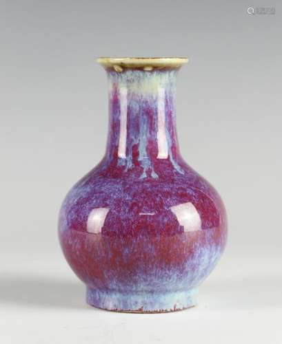 CHINESE FLAMBEE GLAZED PORCELAIN VASE