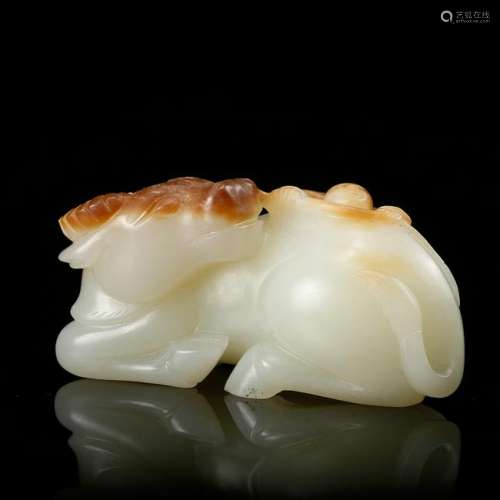 CHINESE WHITE JADE CARVED WATER BUFFALO