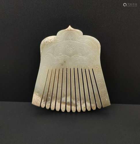 CHINESE ARCHAIC JADE PHOENIX HAIR COMB