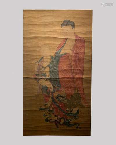 CHINESE INK AND COLOR SCROLL PAINTING