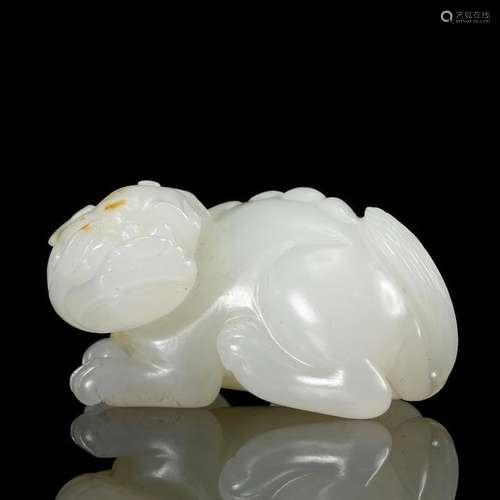 CHINESE WHITE JADE CARVED FOOLION