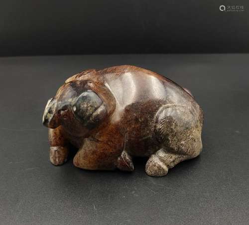 CHINESE ARCHAIC JADE WATER BUFFALO