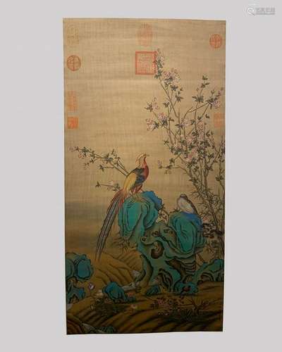 CHINESE INK AND COLOR SCROLL PAINTING