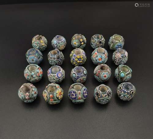 CHINESE GLASS BEADS, SET OF 20