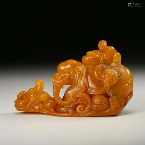 CHINESE TIANHUANG SOAPSTONE CARVED ELEPHANT