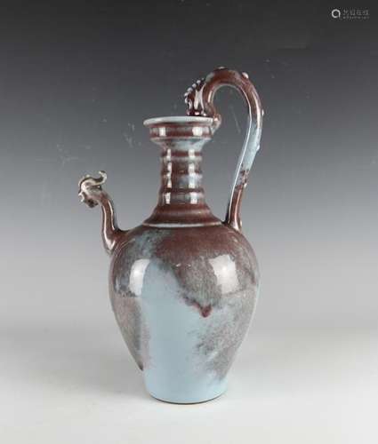 CHINESE FLAMBEE GLAZED PORCELAIN WINE EWER