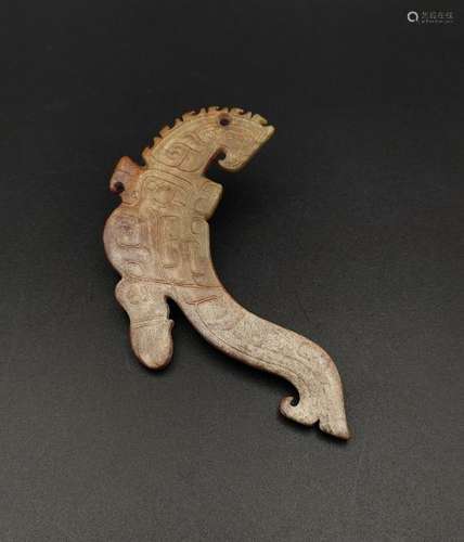 CHINESE ARCHAIC JADE PHOENIX PENDANT