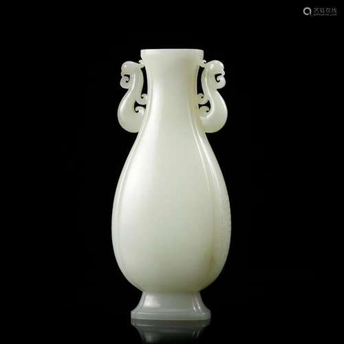 CHINESE WHITE JADE CARVED VASE