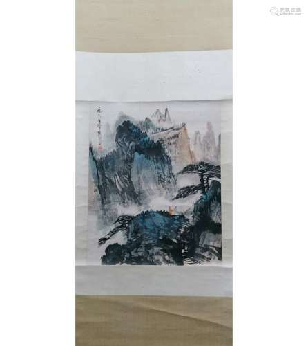 CHINESE INK AND COLOR LANDSCAPE PAINTING, LI XIONG