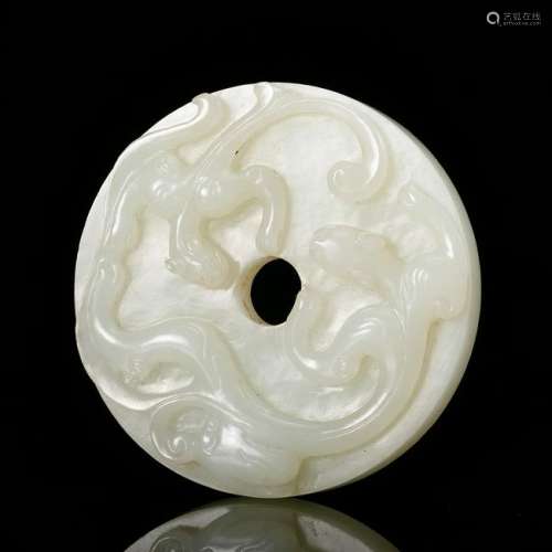 CHINESE WHITE JADE CHILONG PENDANT