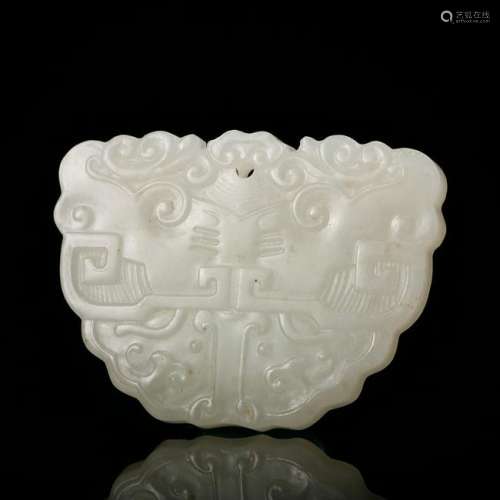 CHINESE WHITE JADE CARVED PENDANT