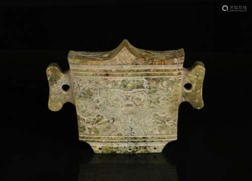 CHINESE ARCHAIC JADE STONE PLAQUE