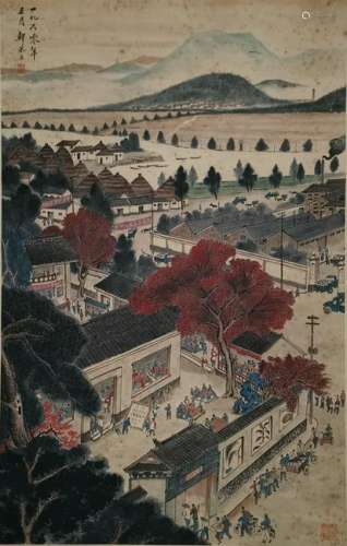CHINESE PAINTING OF CULTURAL REVOLUTION SCENE, ZHE