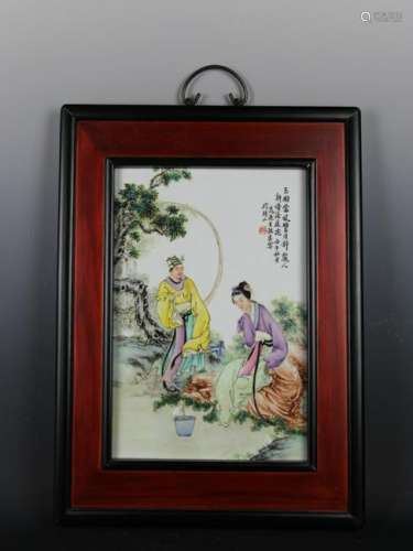 CHINESE FAMILLE ROSE PORCELAIN PLAQUE PANEL