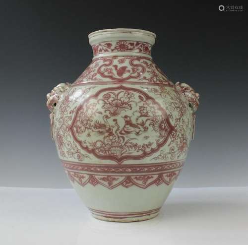 CHINESE IRON RED PORCELAIN JAR